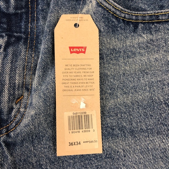 Levis 511 Slim Fit Distressed Blue Jeans 36x34 - Picture 5 of 8